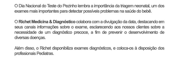 Richet - Dia Nacional do Teste do Pezinho
