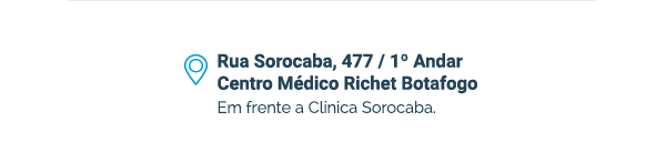 Rua Sorocaba, 477 / 1º Andar - Centro Médico Richet Botafogo. Em frente a clínica Sorocaba.