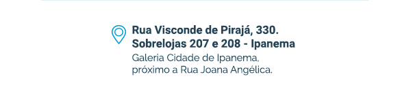 Rua Visconde de Pirajá, 330. Sobrelojas 207 e 208 - Ipanema. Galeria Cidade de Ipanema, próximo a Rua Joana Angélica.