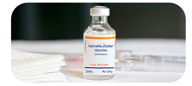 Varicella Zoster, Vaccine. 20ml, RX Only.